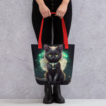 Angel Black Kitty Tote Bag