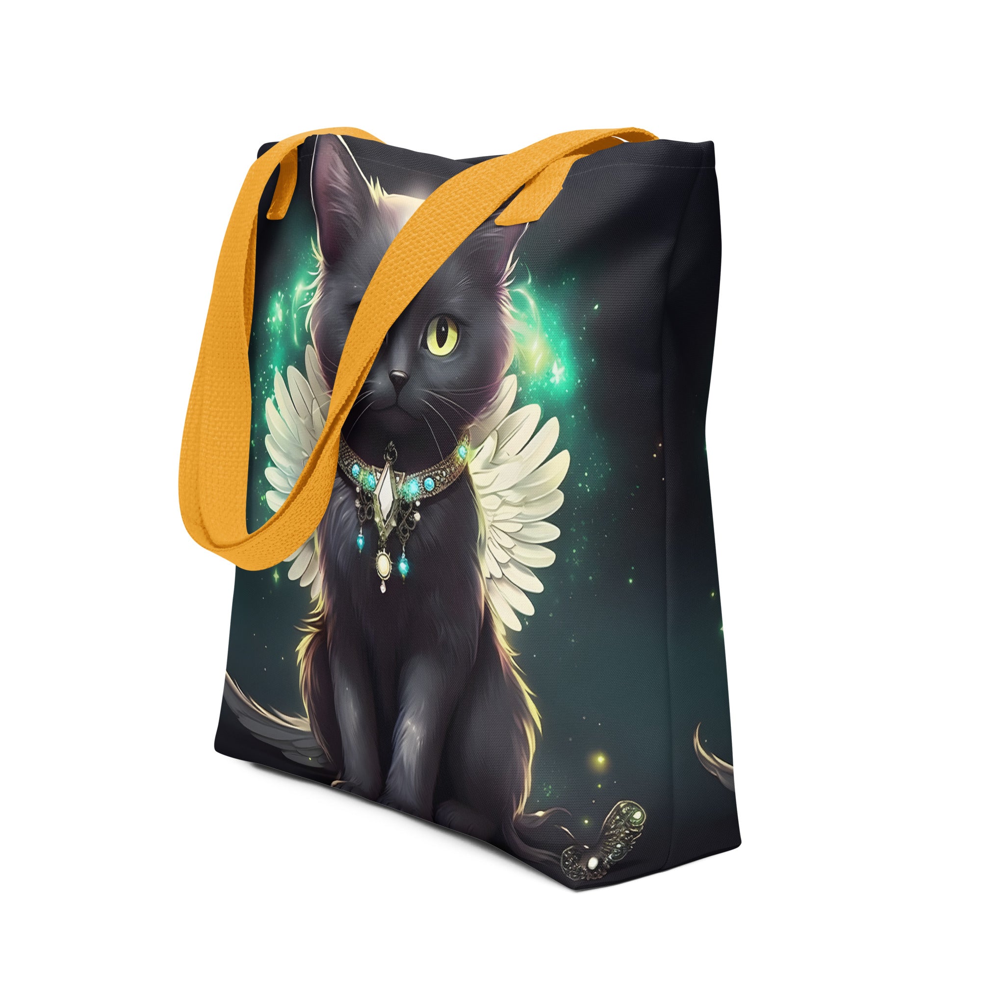 Angel Black Kitty Tote Bag